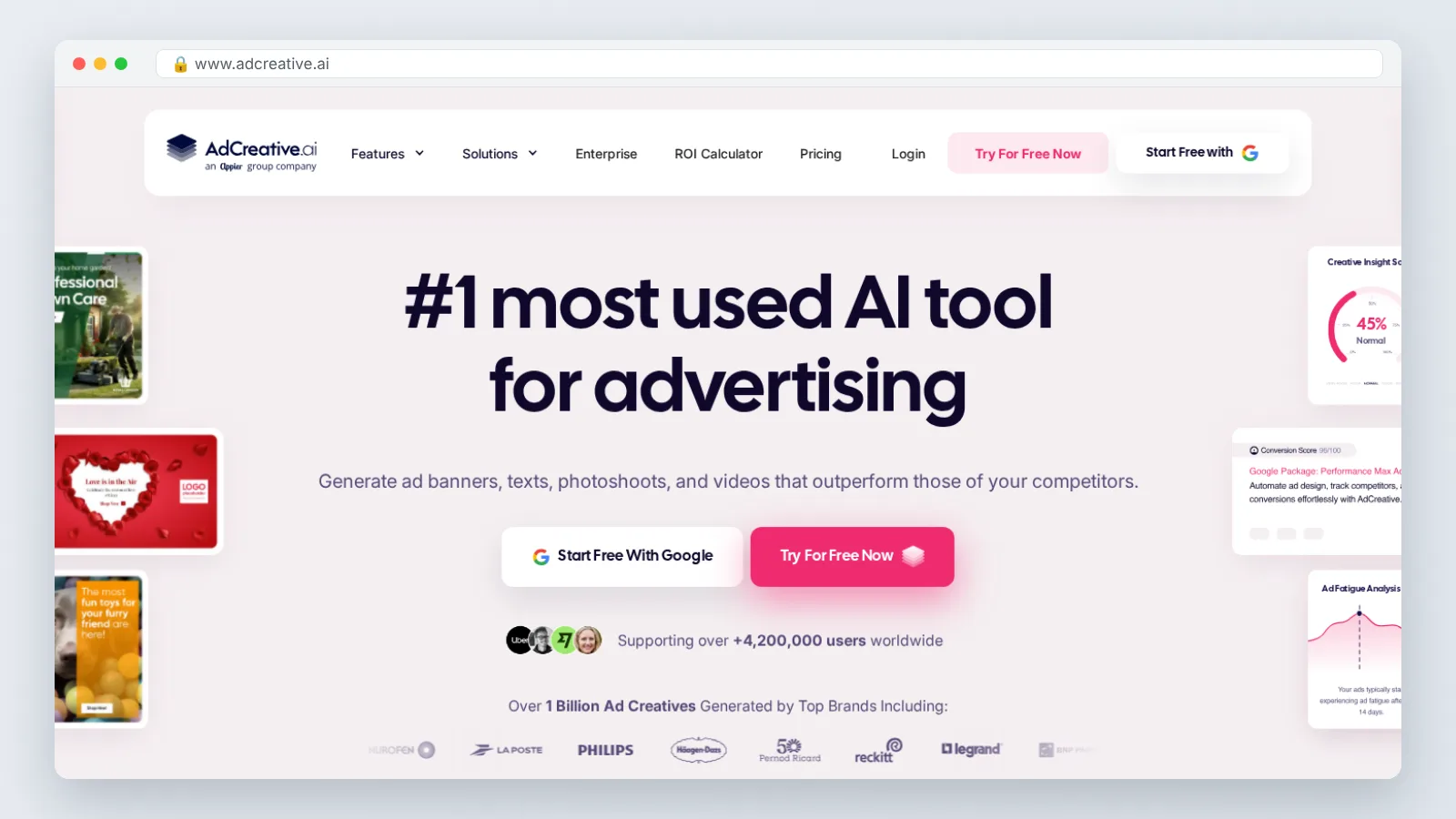 AdCreative.ai official site preview