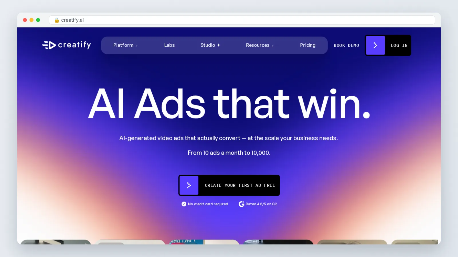 Creatify official site preview