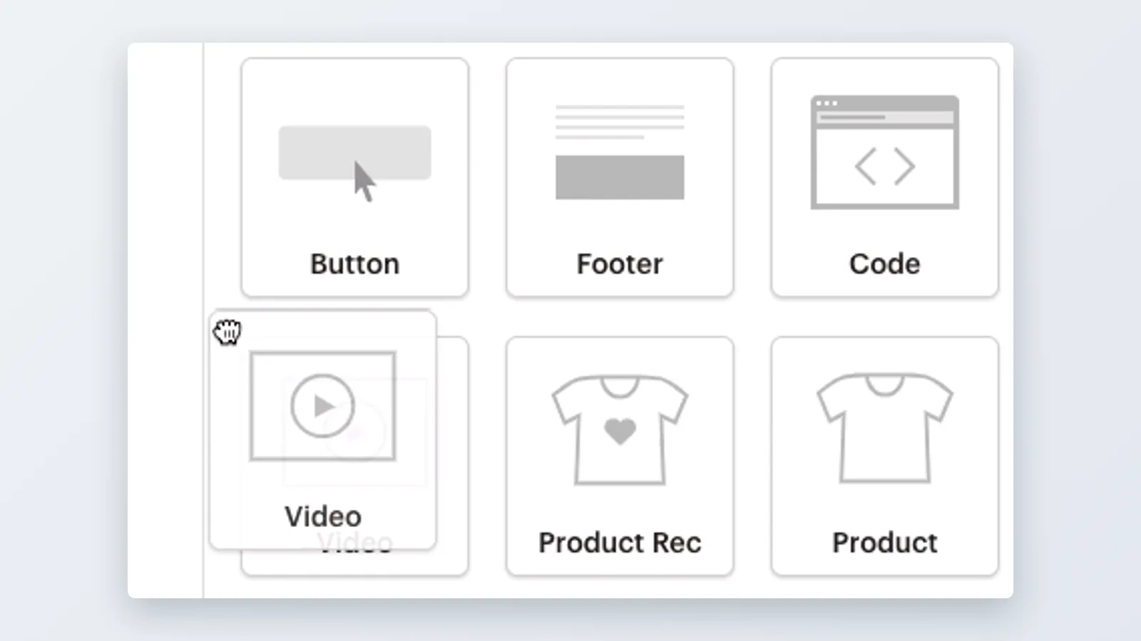 Mailchimp screen: The email builder's Video content block dragged into a campaign draft