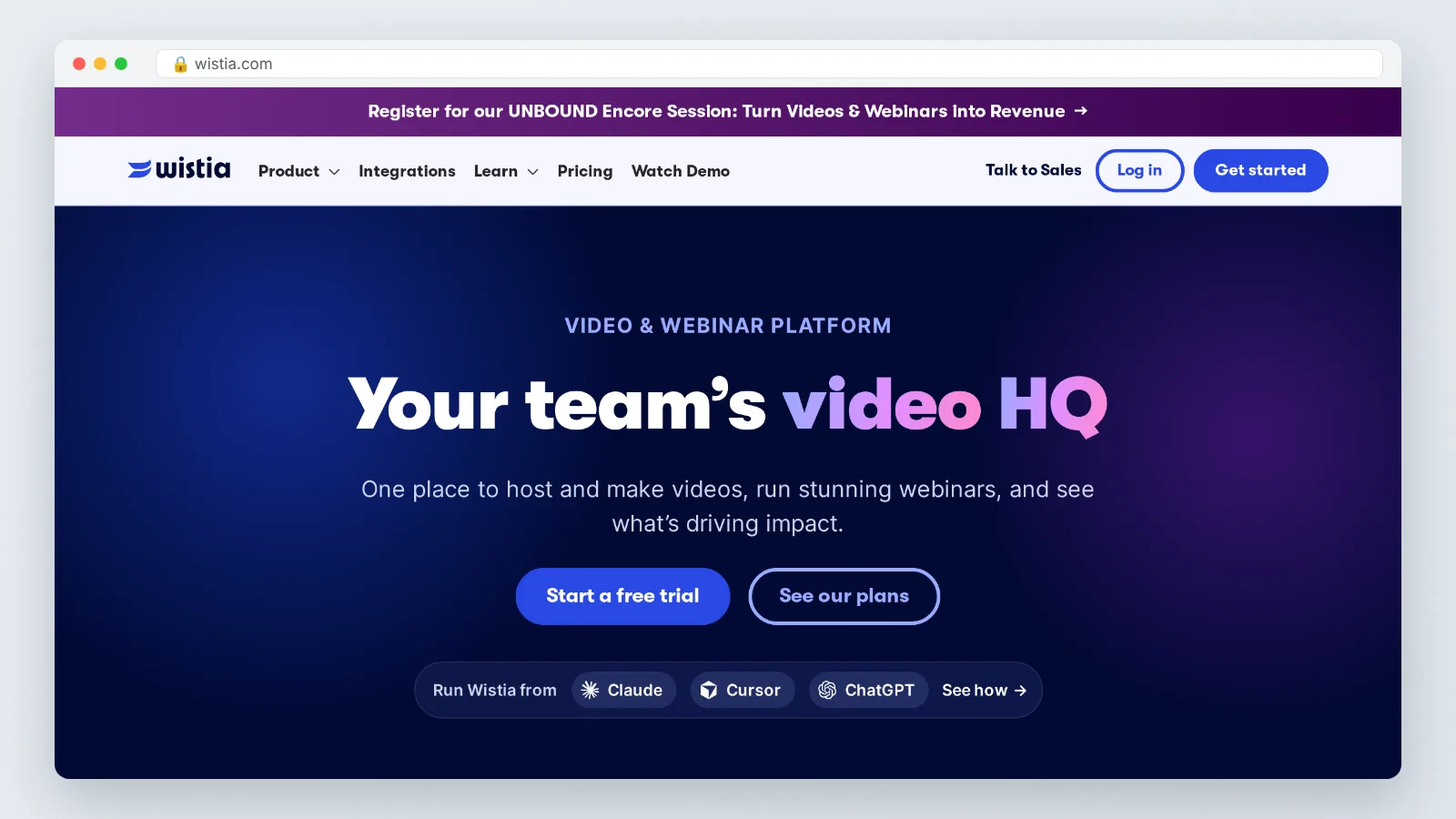 Wistia official site preview